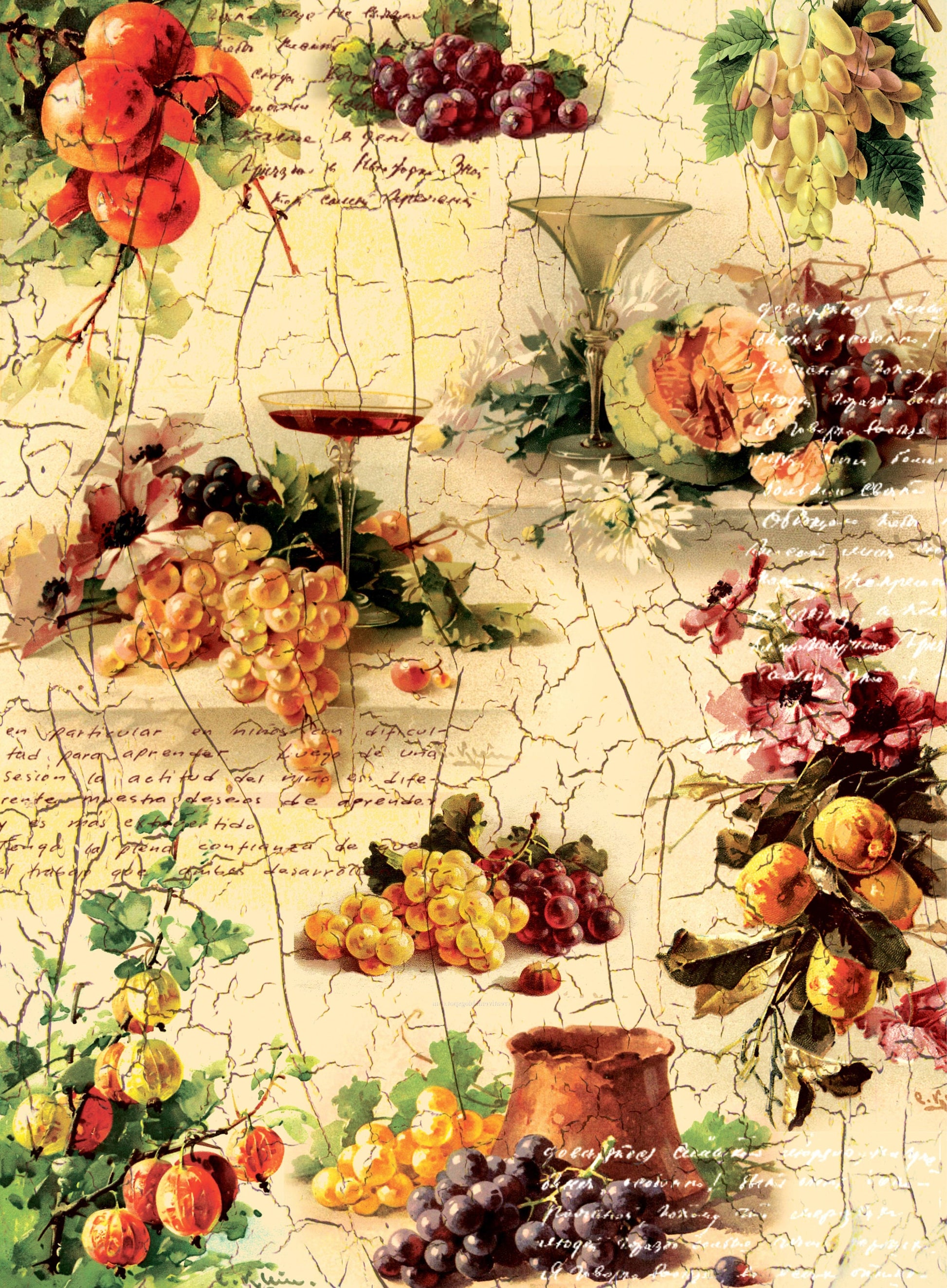 Graphes- Farmhouse - Vintage Decoupage Art - Rice Paper - Decoupage for Furniture - Large Size Rice Paper for Decoupage