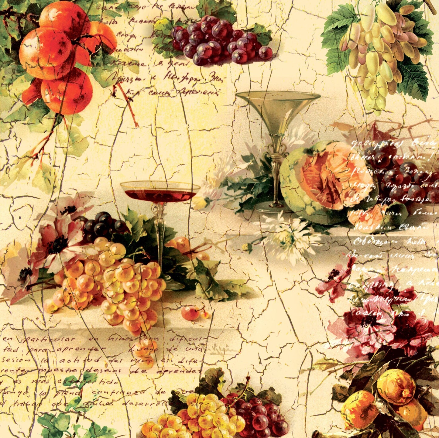 Graphes- Farmhouse - Vintage Decoupage Art - Rice Paper - Decoupage for Furniture - Large Size Rice Paper for Decoupage