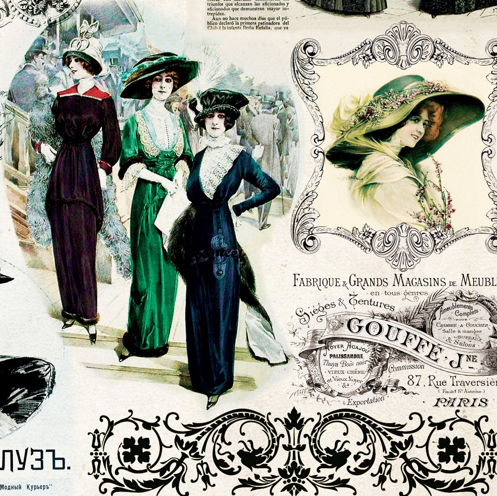 Old Newspaper Vintage Decoupage Paper - Decoupage Art - Large Size Rice Paper for Decoupage - A3 A2 A1