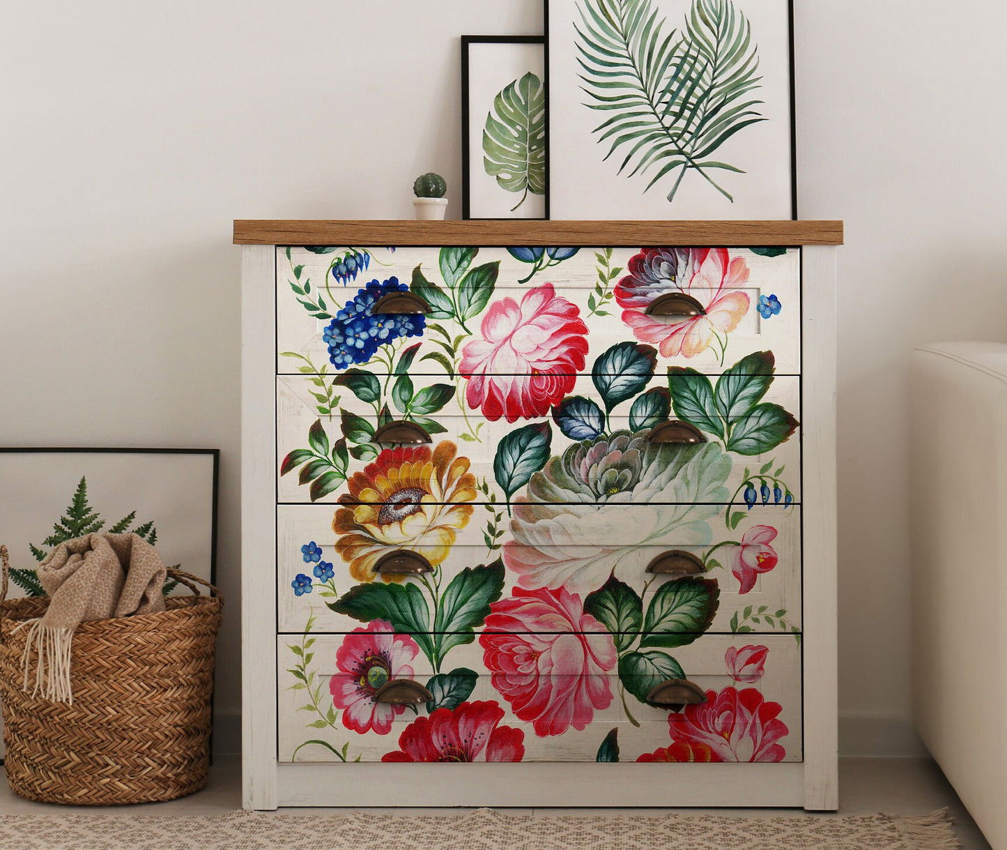 Large Decoupage Paper for Furniture - Decoupage Art - Rice Paper for Decoupage - Colorful Floral Decoupage
