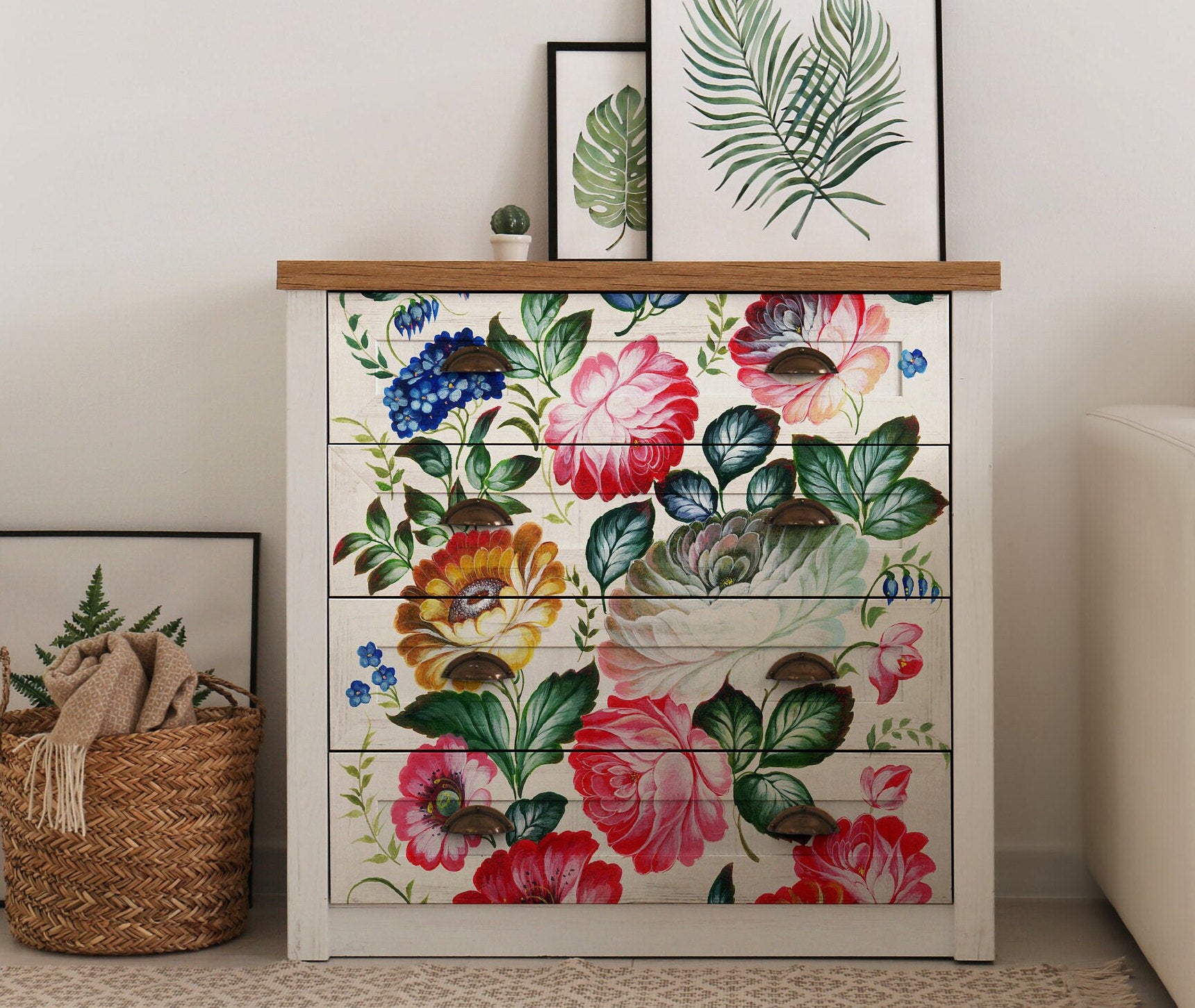 Large Decoupage Paper for Furniture - Decoupage Art - Rice Paper for Decoupage - Colorful Floral Decoupage