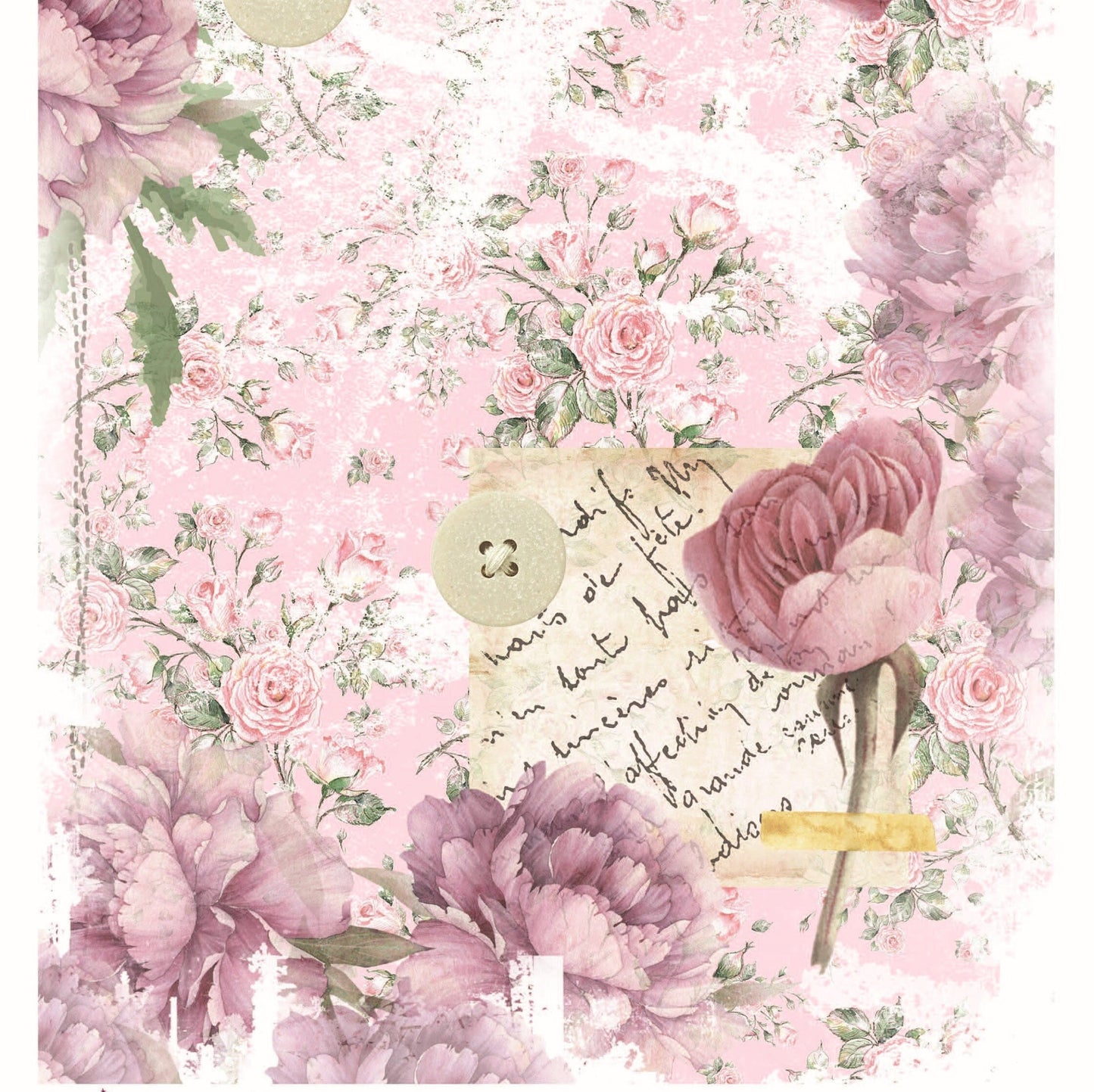 Pink Roses - Floral Decoupage - Decoupage Art - Large Size Rice Paper for Decoupage - Decoupage Crafts