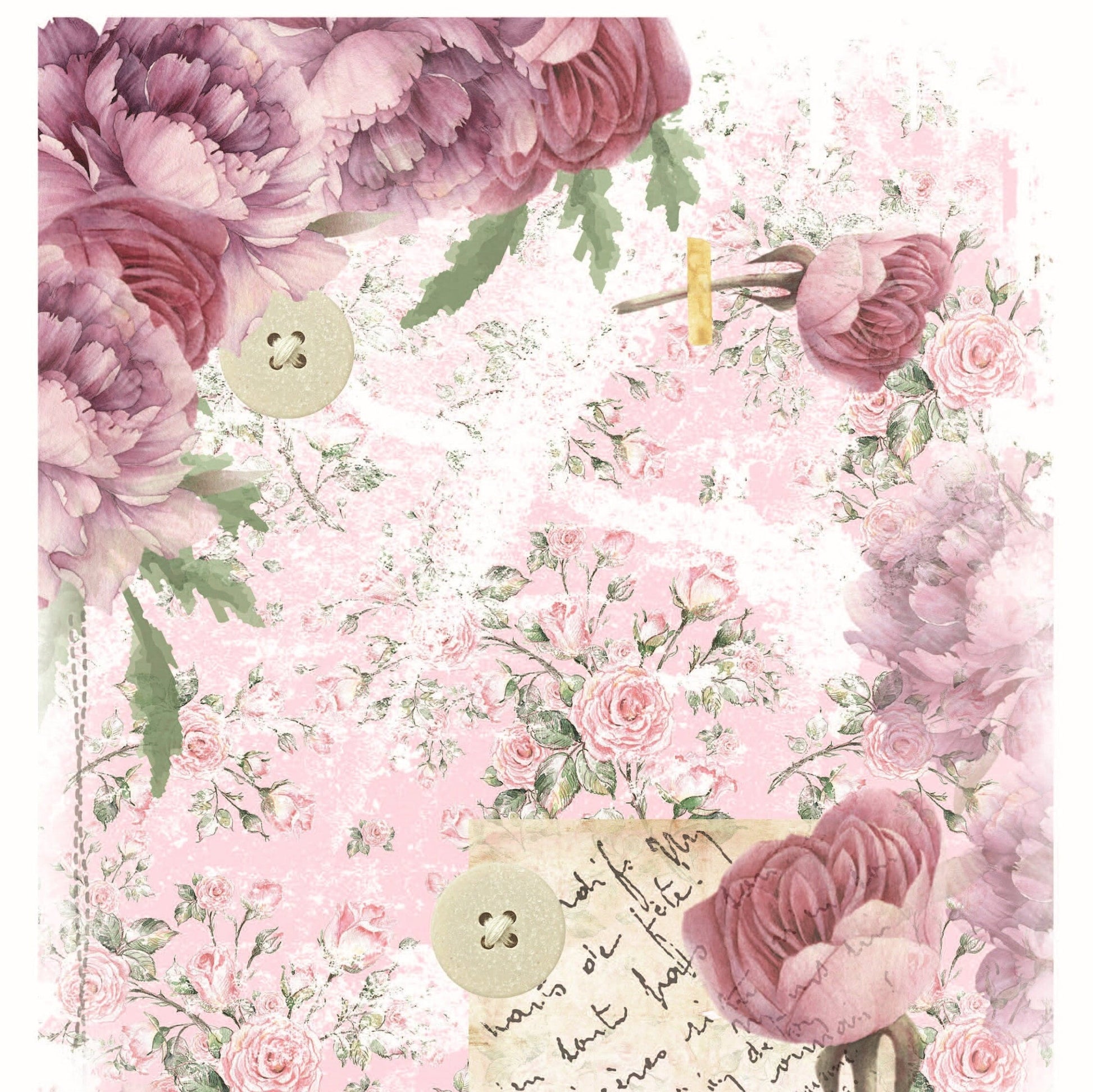 Pink Roses - Floral Decoupage - Decoupage Art - Large Size Rice Paper for Decoupage - Decoupage Crafts