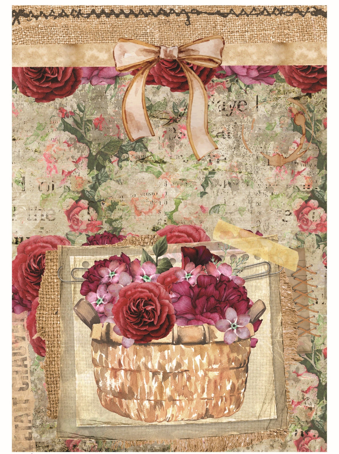 Red Roses - Floral Decoupage - Decoupage Art - Large Size Rice Paper for Decoupage - Decoupage Crafts
