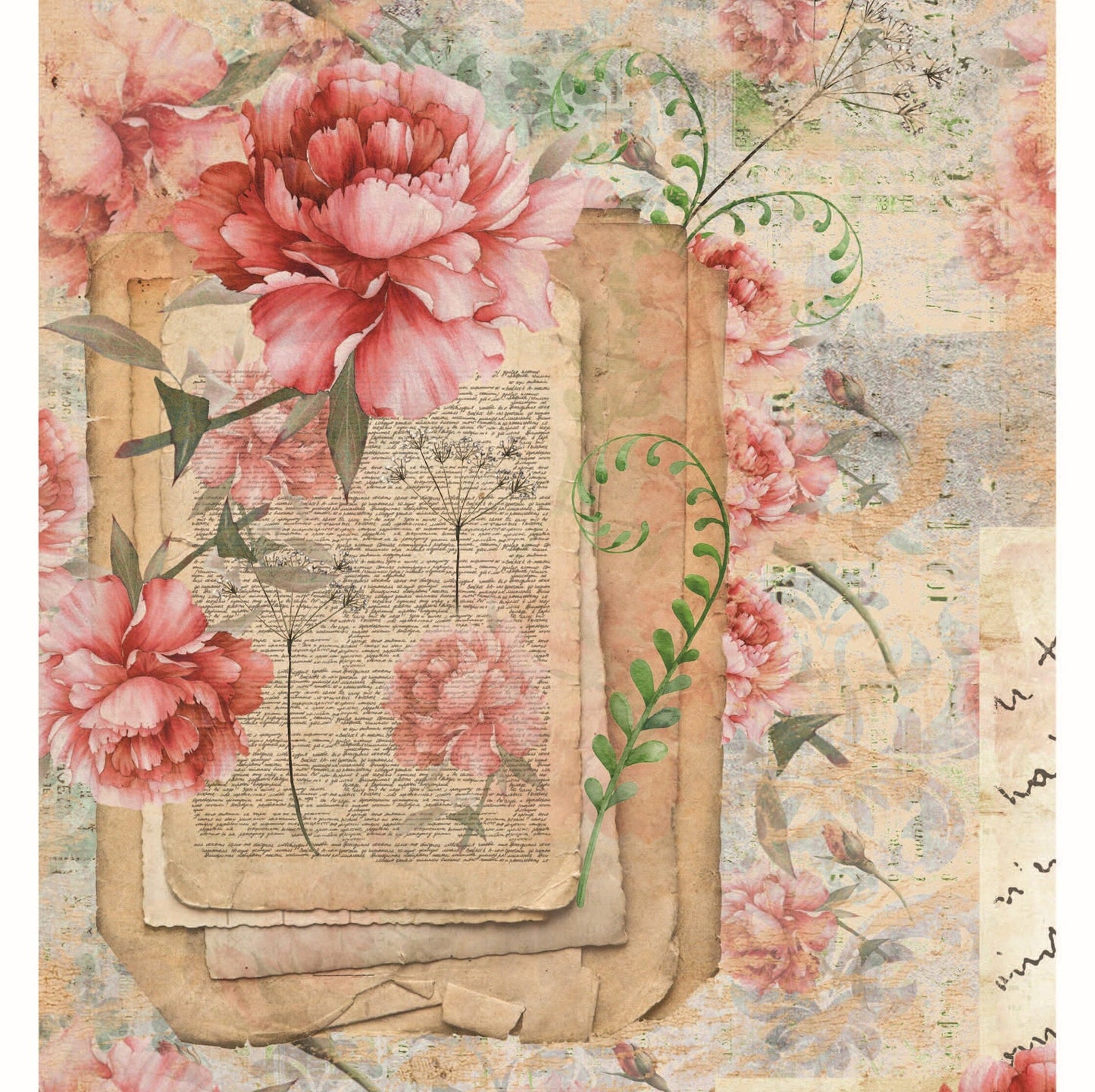 Large Size Rice Paper for Decoupage - Red Roses - Floral Decoupage - Decoupage Art