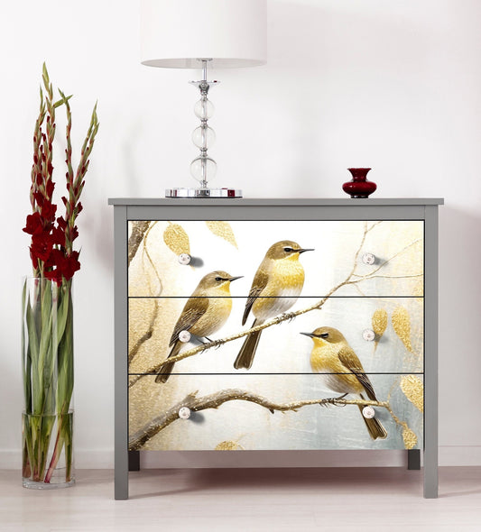 Large Decoupage Paper for Furniture - Rice Paper - Golden Autumn - Decoupage Paper - Bird Decoupage