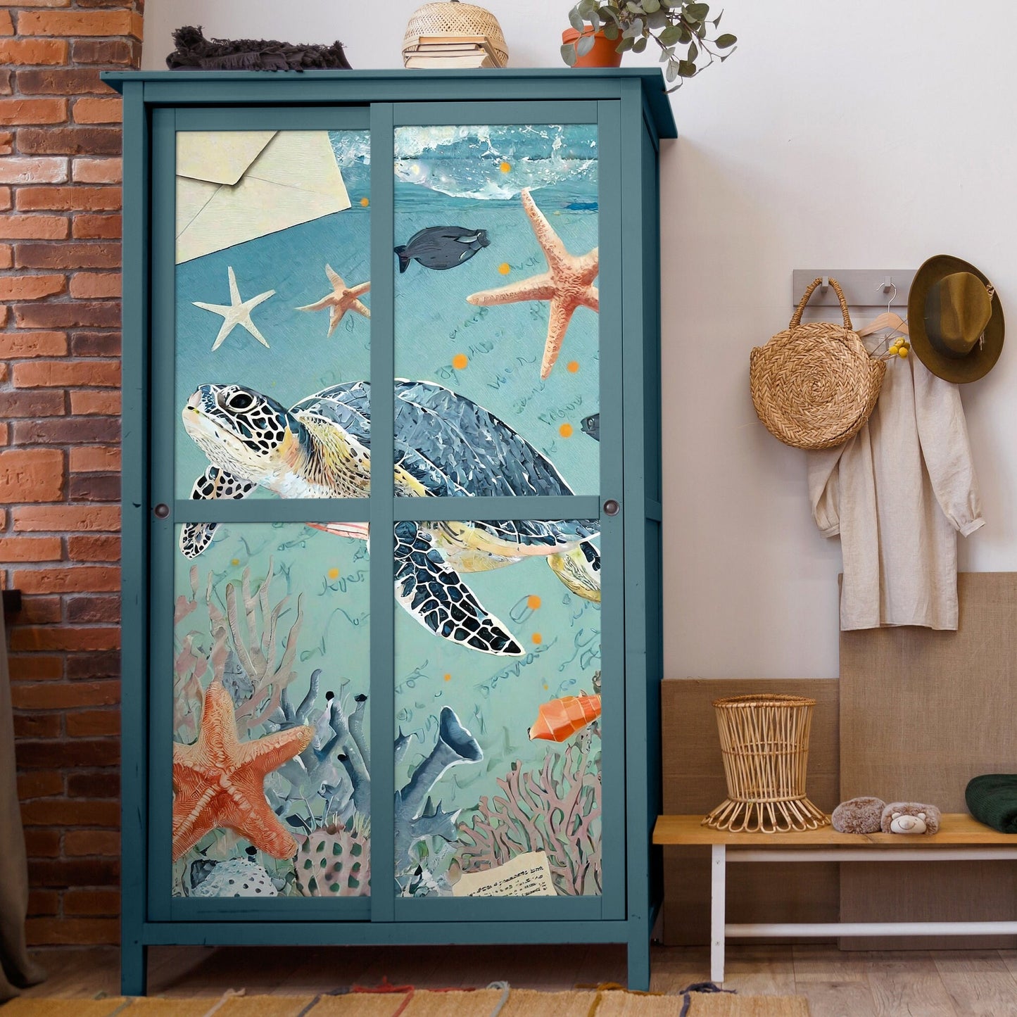 Marine Life - Large Decoupage Paper for Furniture - Rice Paper - Decoupage Paper - Sea Turtle - Star