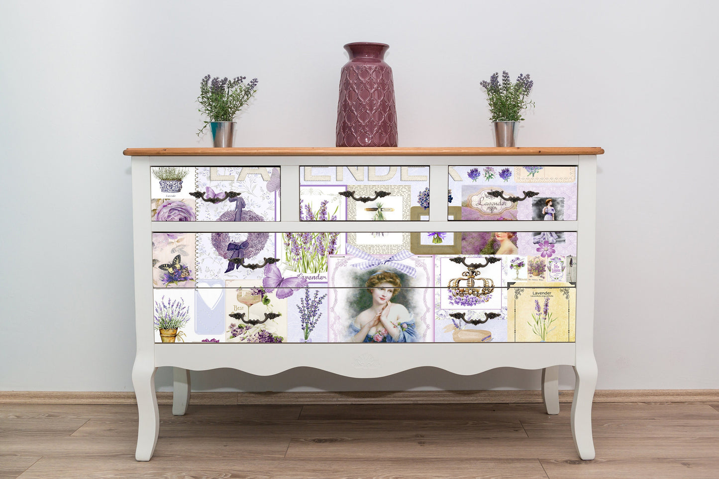 Large Decoupage for Furniture - Vintage Decoupage - Floral Decoupage Paper - Rice Paper - Levander Collage