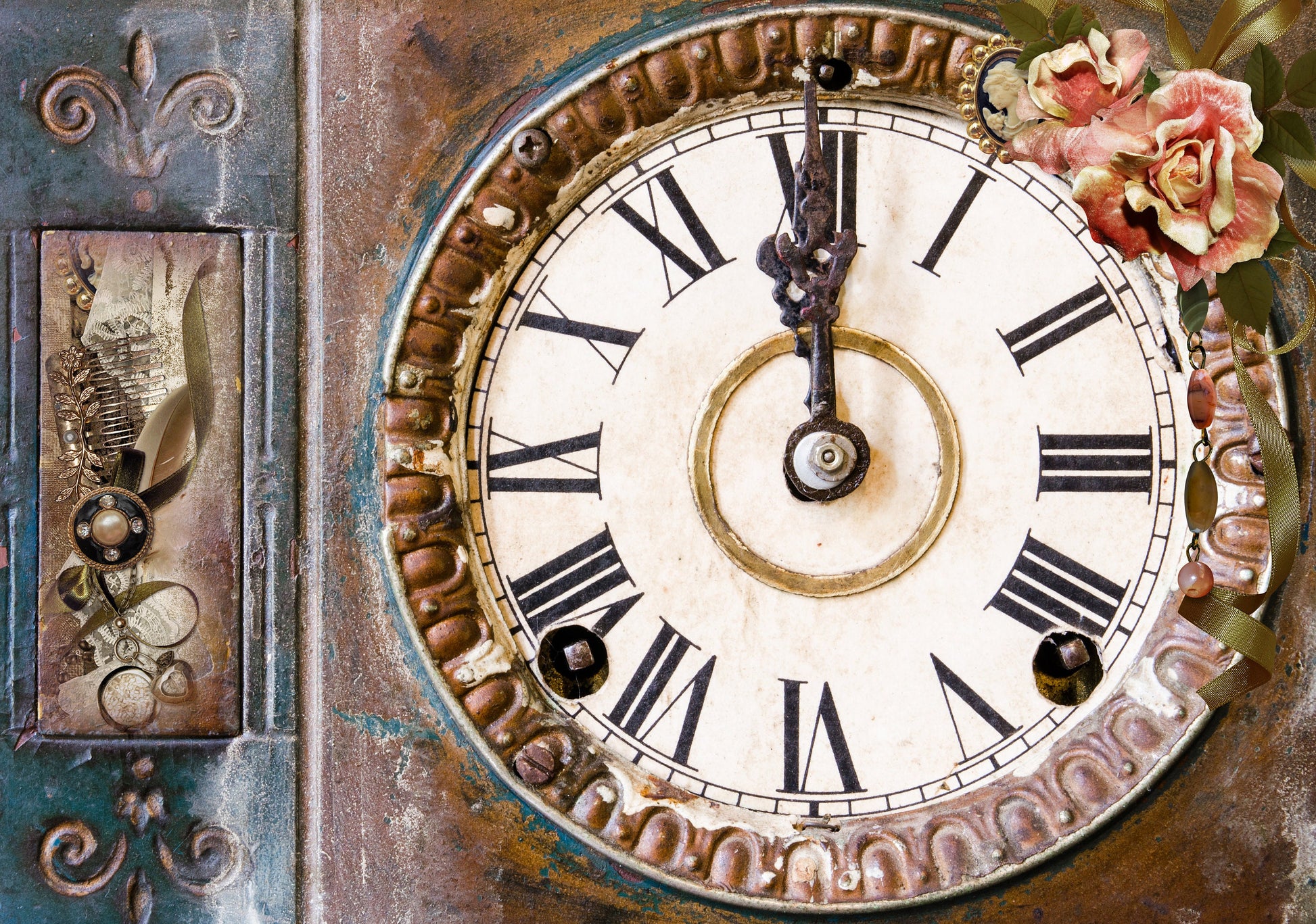 Large Decoupage for Furniture - Vintage Decoupage - Floral Decoupage Paper - Rice Paper - Pocket Watch