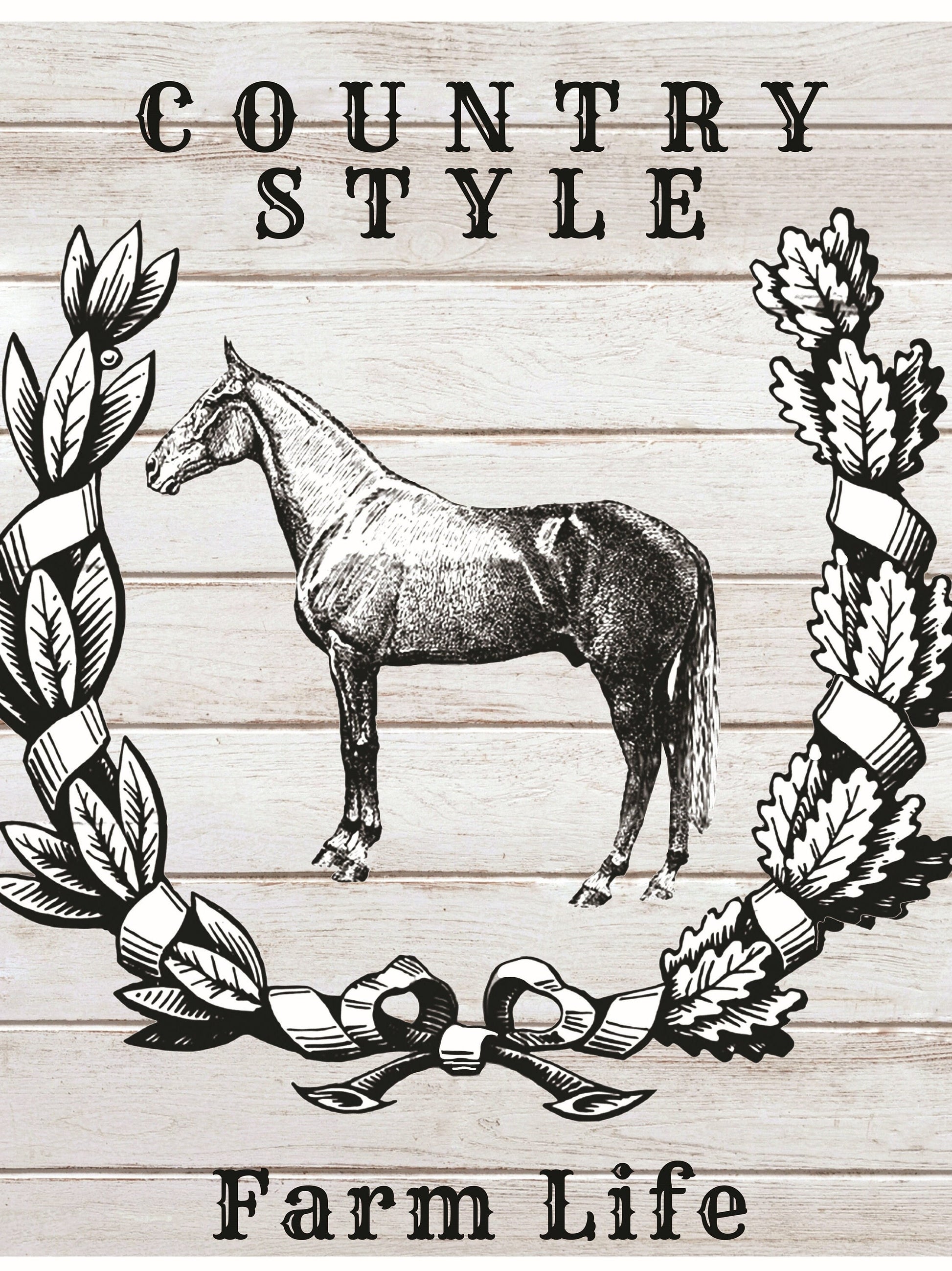 Large Decoupage Paper for Furniture - Farm Life Horse - Rice Paper for Decoupage - Black & White