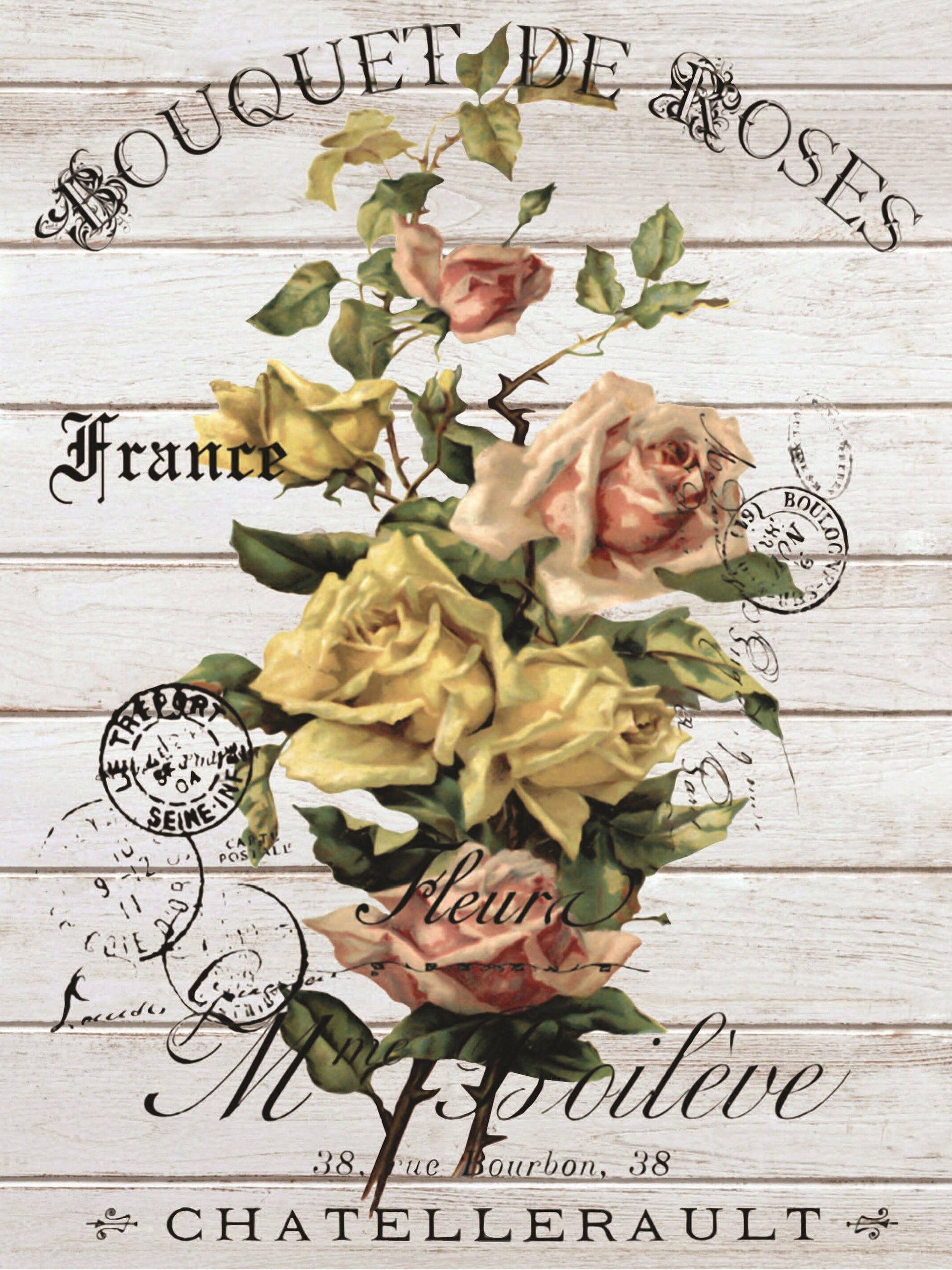 Large Decoupage Paper for Furniture - bouquet de Roses - Rice Paper for Decoupage - Floral Decoupage