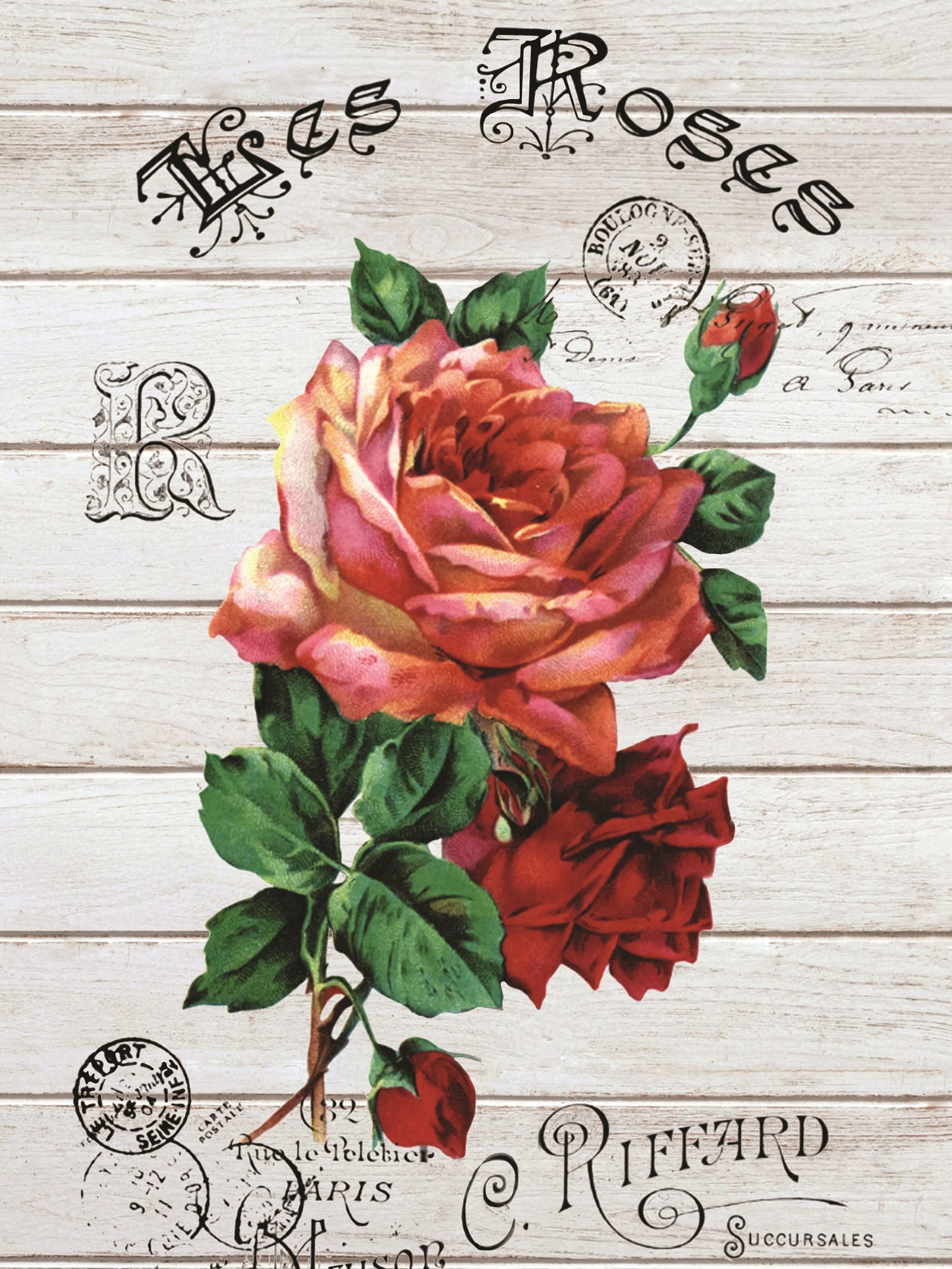 red roses decoupage paper