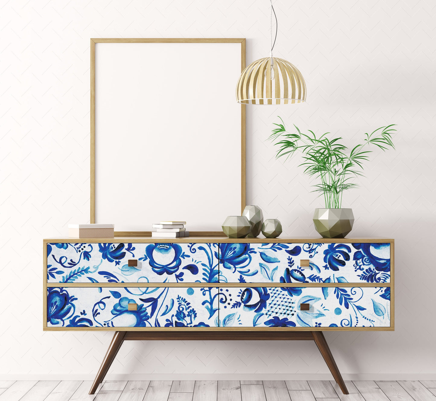 Large Decoupage Paper - Decoupage Art - Rice Paper for Decoupage - Vintage Decoupage - Blue Floral