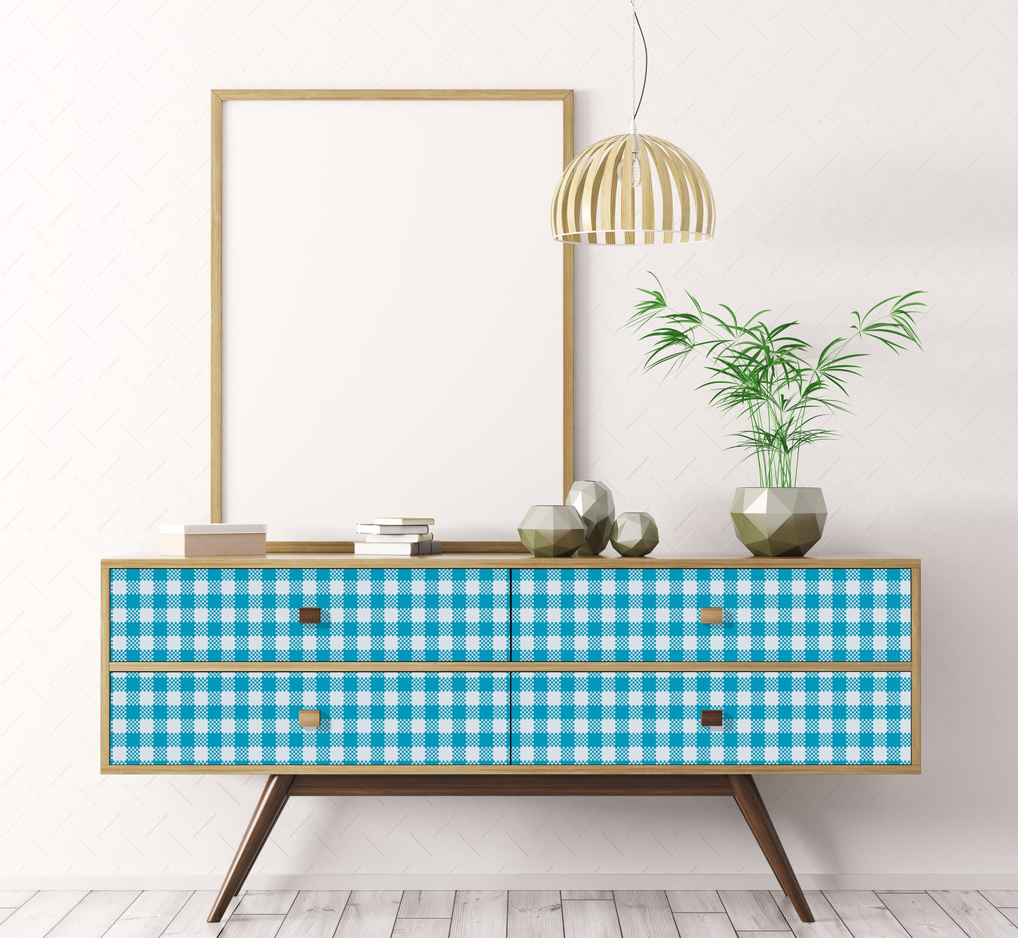 Large Decoupage Paper - Decoupage Art - Rice Paper for Decoupage - Decoupage for Furniture - Vintage Decoupage - Blue Gingham