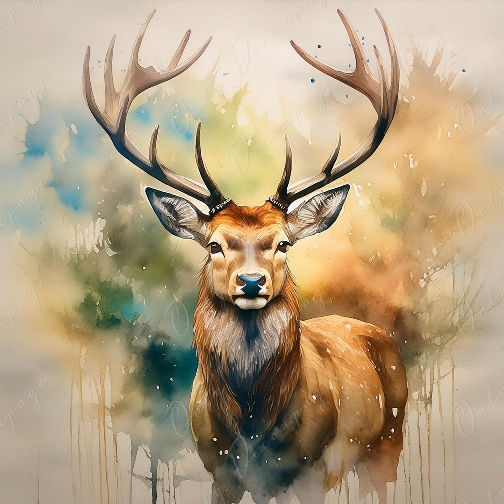 deer square decoupage paper