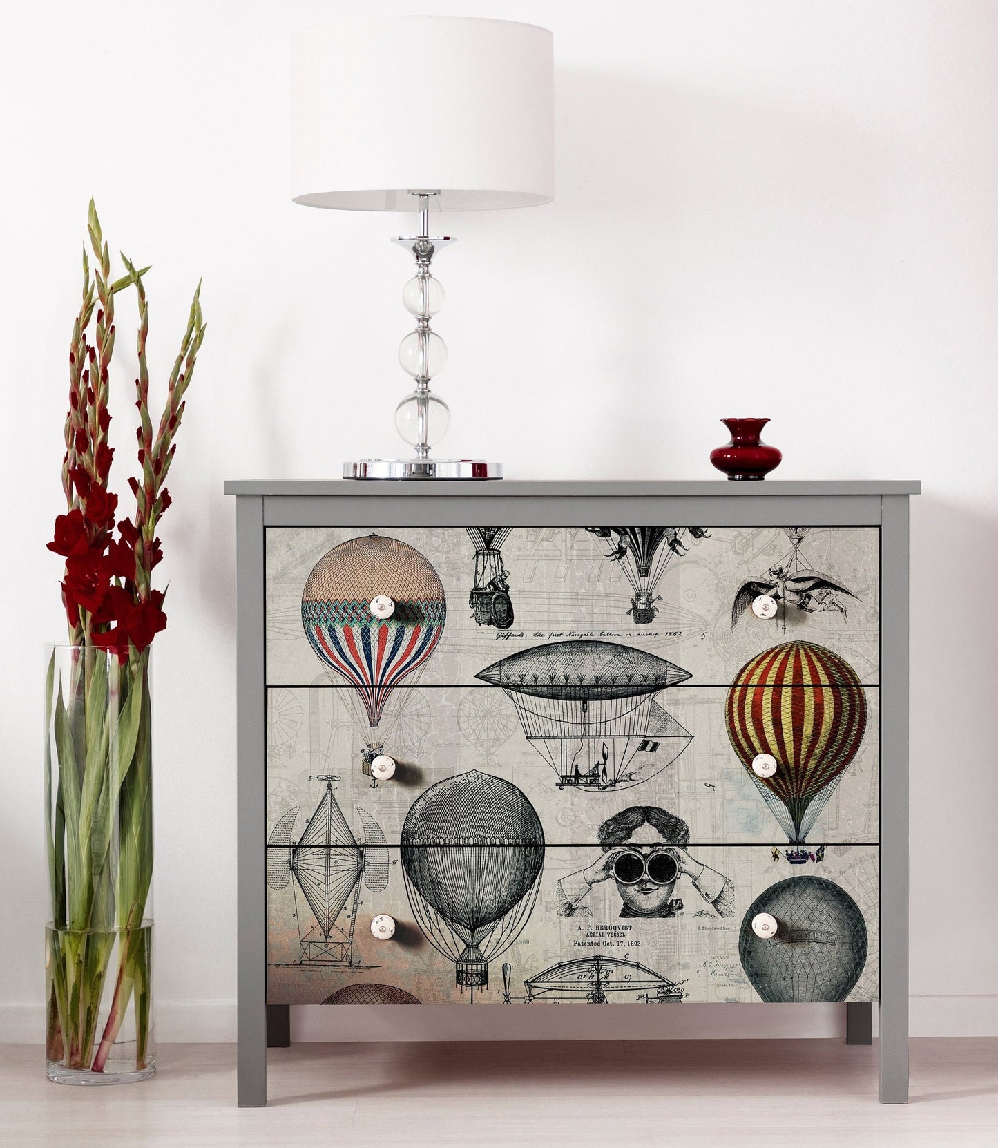Large Decoupage Paper - Decoupage Art - Rice Paper for Decoupage - Decoupage for Furniture - Vintage Decoupage - Air Balloons