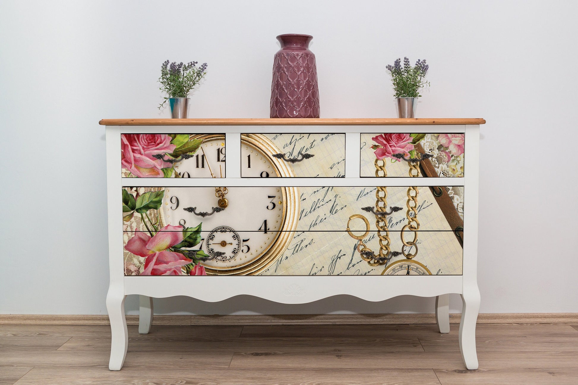 Clock Rose - Large Rice Paper for Decoupage - Furniture Decoupage - Vintage Decoupage - Decoupage Paper