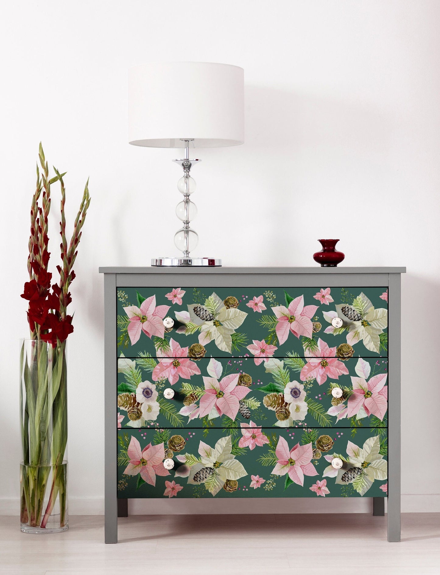Large Decoupage for Furniture - Rice Paper - Vintage Decoupage - Floral Decoupage Paper - Rice Paper - Green Pink Flowers