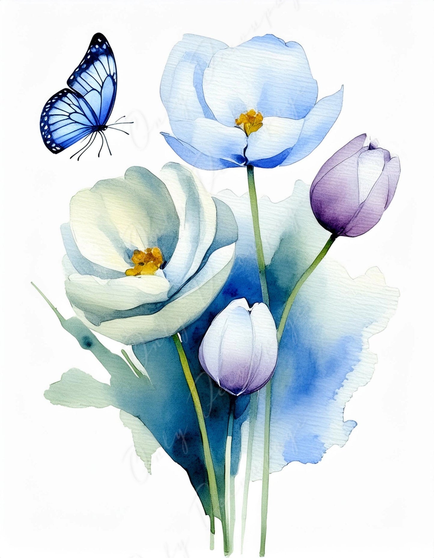 watercolor floral decoupage