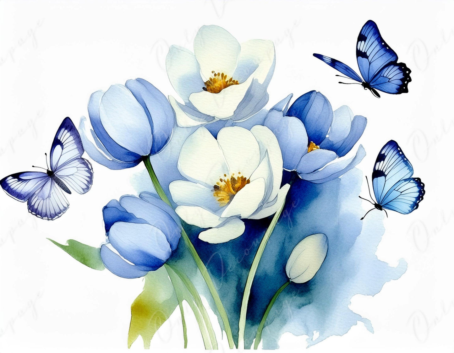 watercolor floral decoupage paper