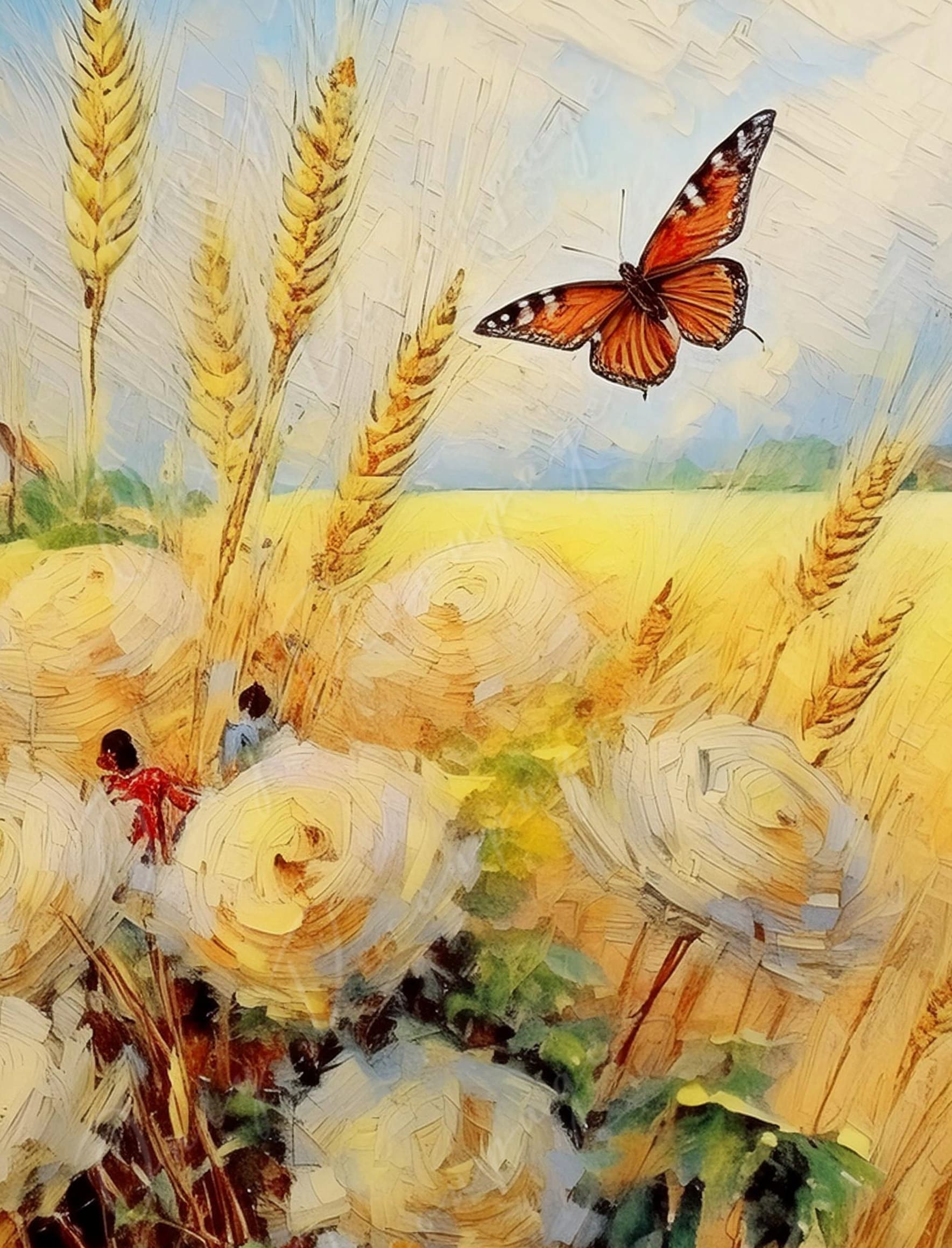 Oil Paint - Large Decoupage Paper - Rice Paper Decoupage for Furniture - Butterfly - Floral Decoupage