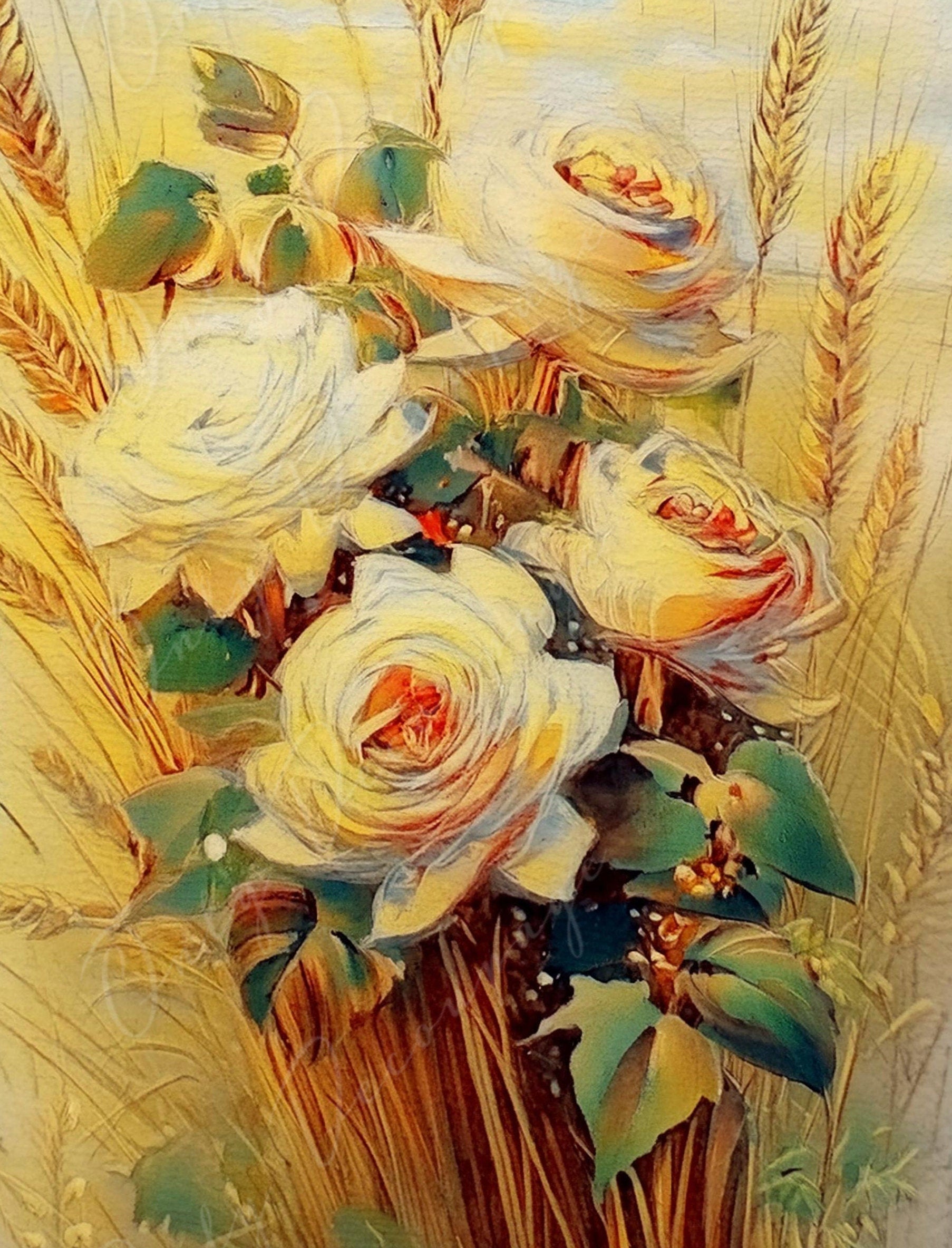Oil Paint - Large Decoupage Paper - Rice Paper Decoupage for Furniture - Butterfly - Floral Decoupage