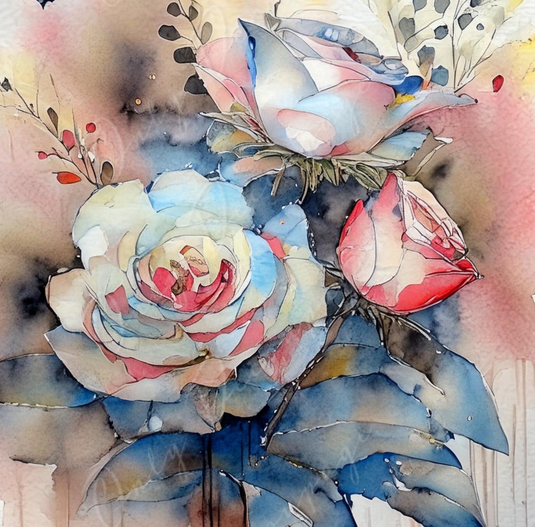 Watercolor - Large Decoupage Paper - Rice Paper Decoupage for Furniture - Butterfly - Floral Decoupage