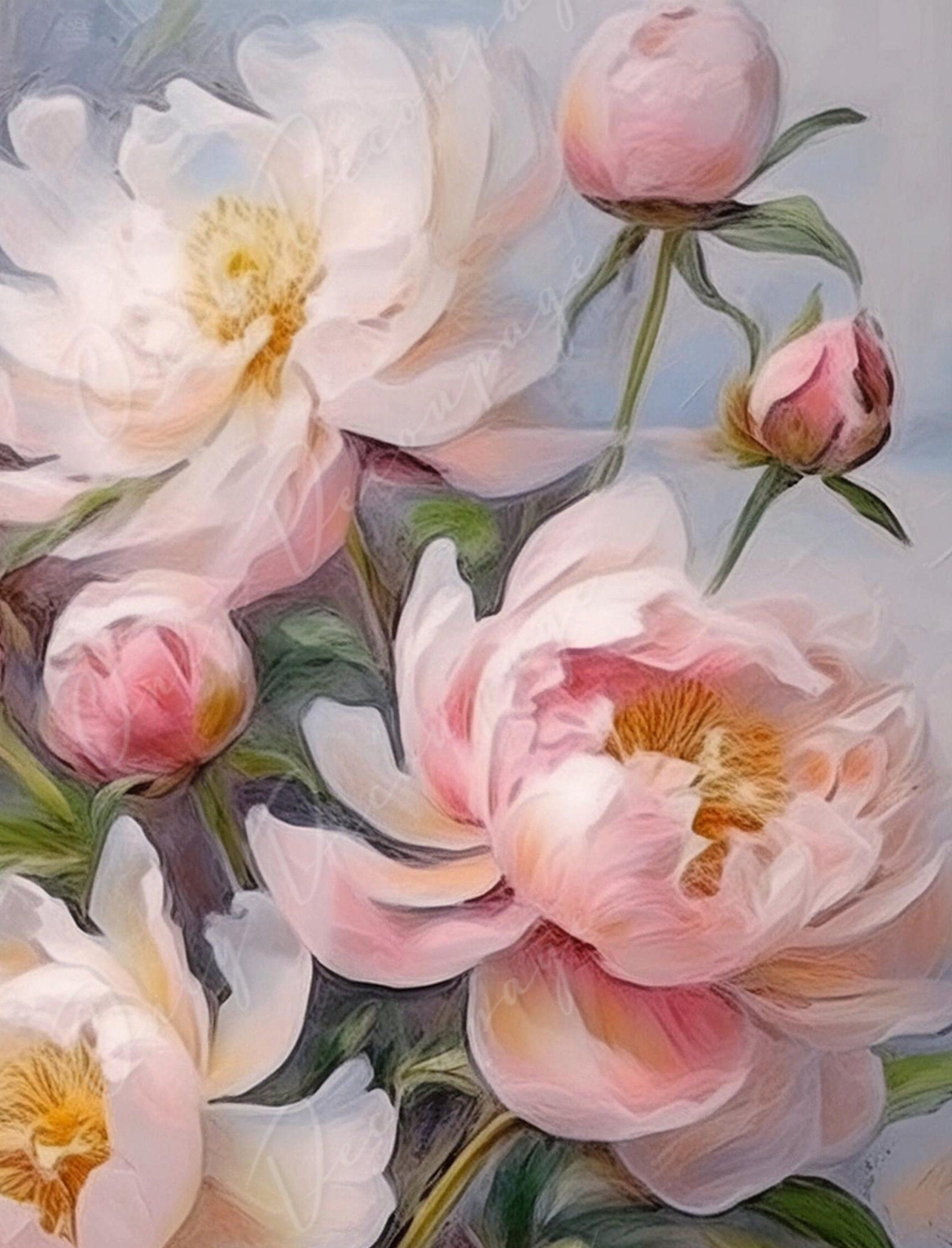 Peonies - Large Decoupage Paper - Rice Paper Decoupage for Furniture - Butterfly - Floral Decoupage
