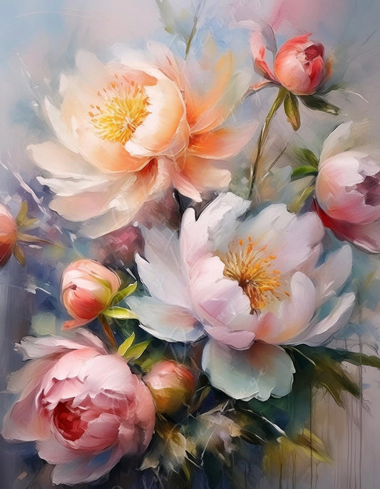Peonies - Large Decoupage Paper - Rice Paper Decoupage for Furniture - Dark Background - Floral Decoupage