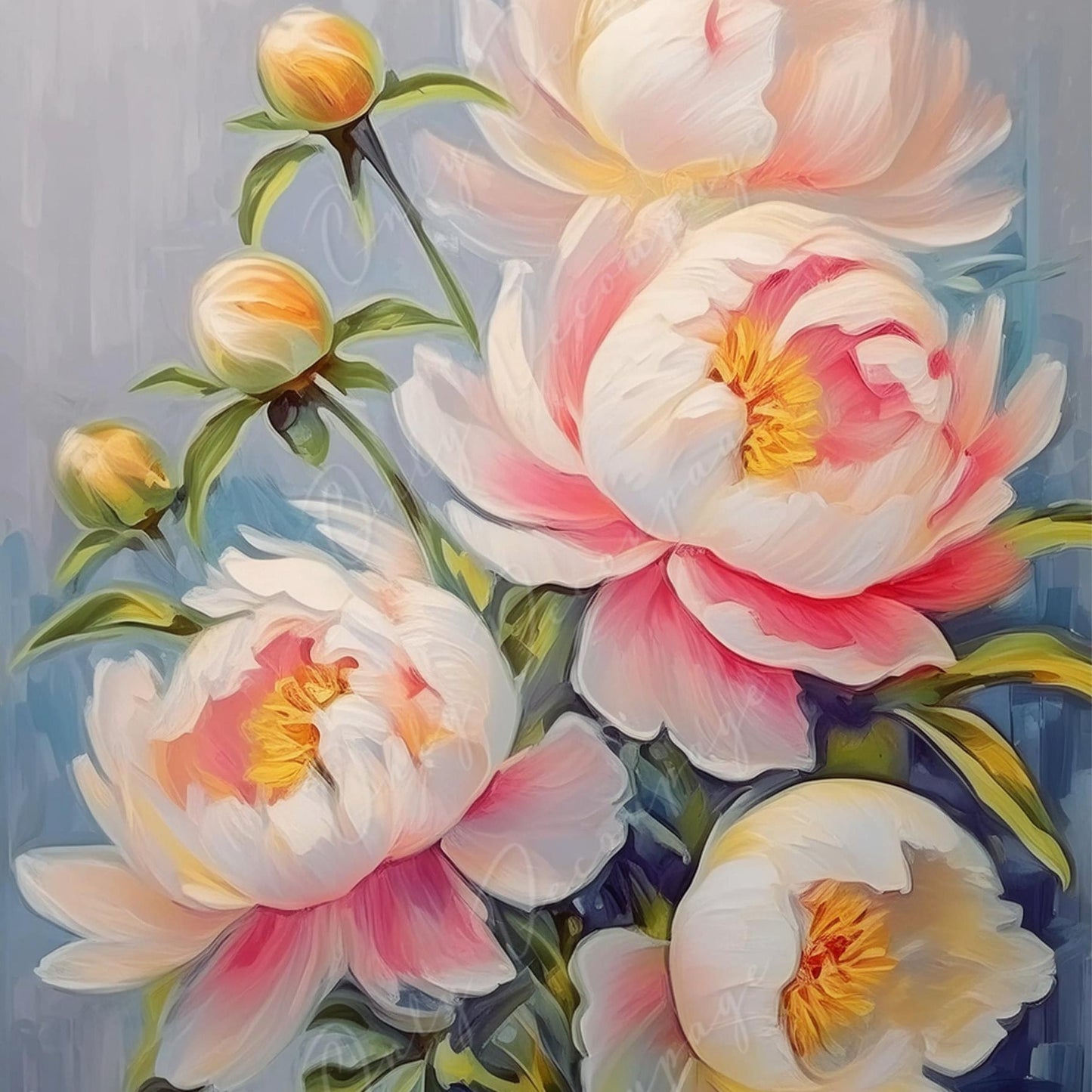 Peonies - Large Decoupage Paper - Rice Paper Decoupage for Furniture - Dark Background - Floral Decoupage