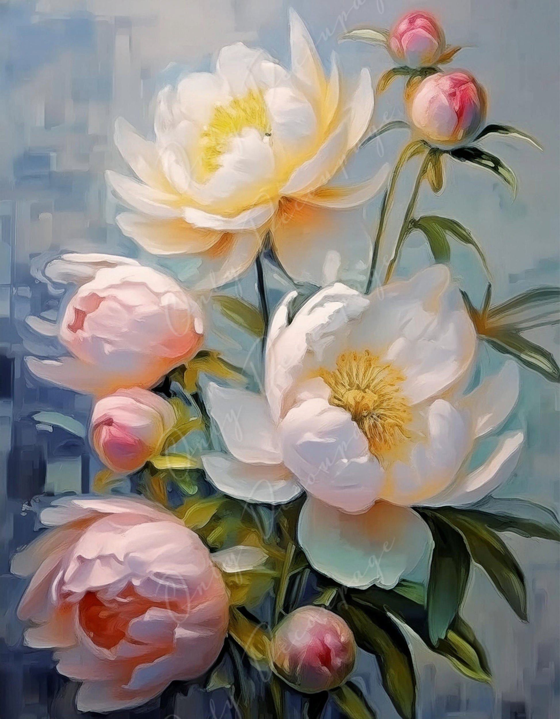 Peonies Decoupage Paper – Large Floral Rice Paper for Furniture