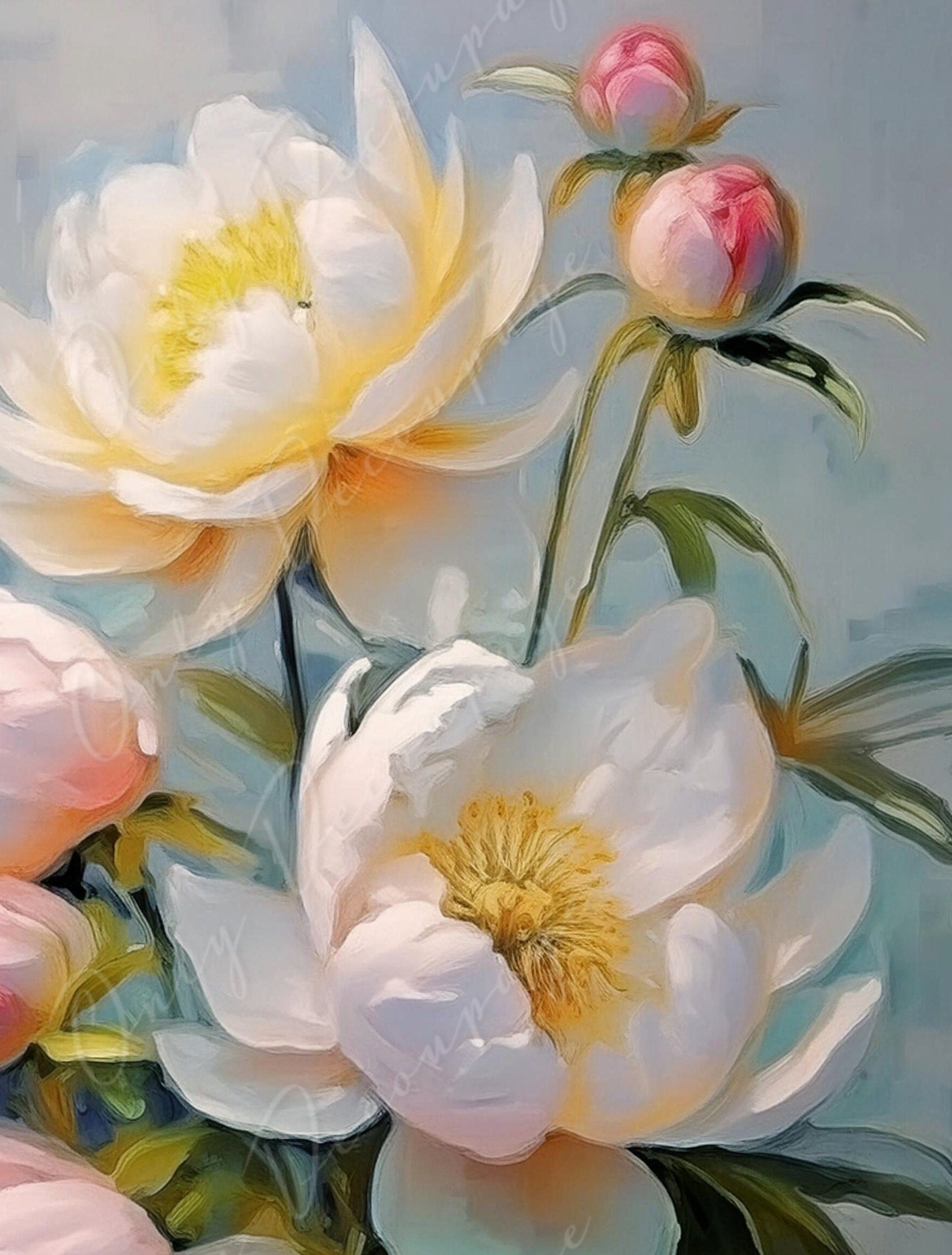 Peonies Decoupage Paper – Large Floral Rice Paper for Furniture