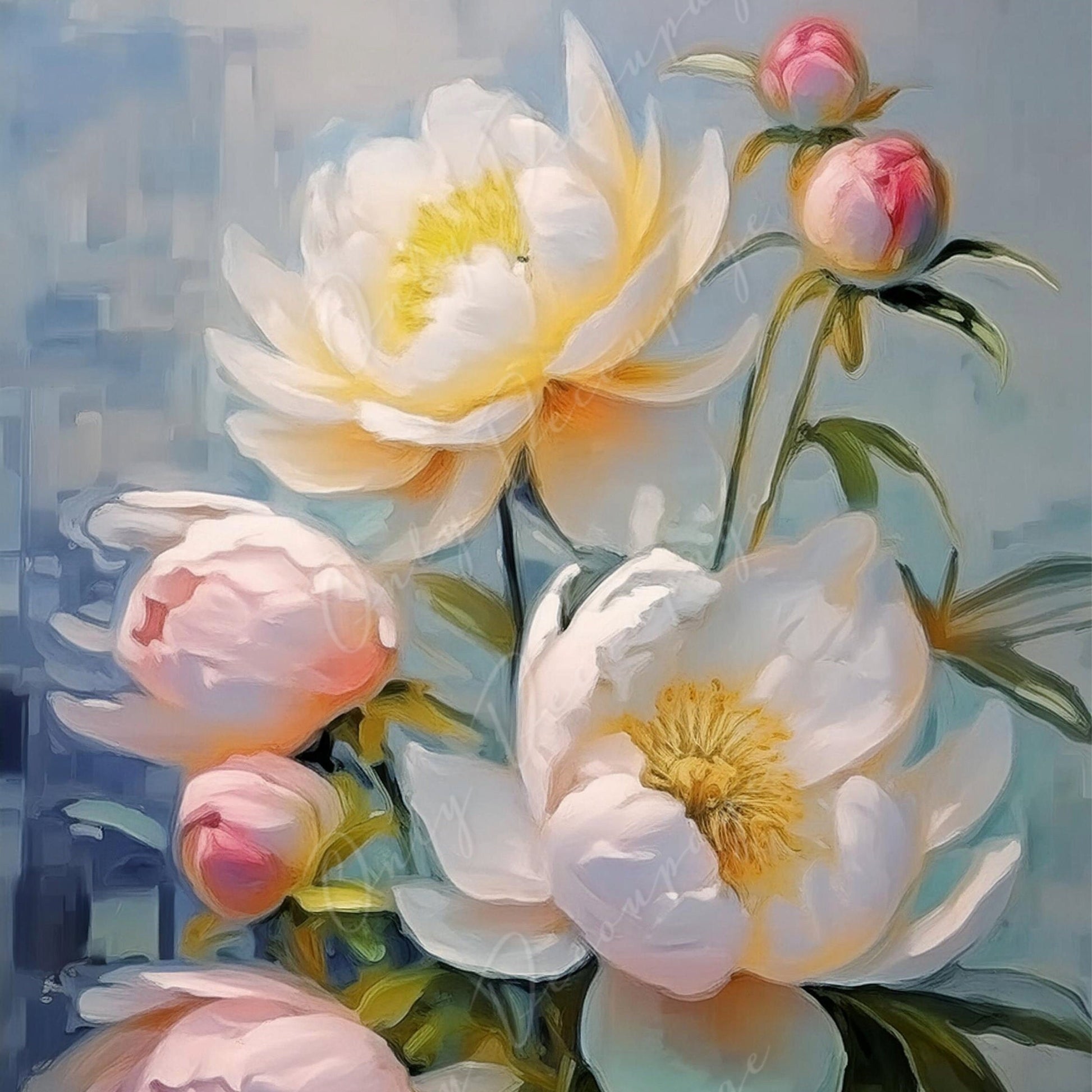 Peonies Decoupage Paper – Large Floral Rice Paper for Furniture