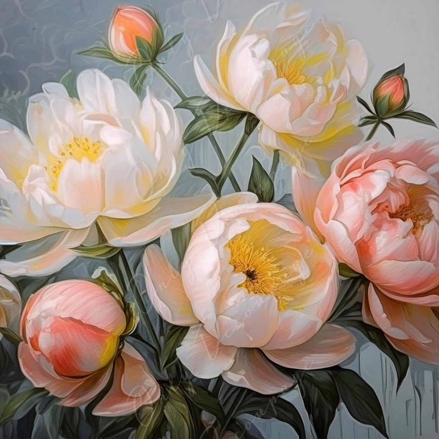 Peonies - Large Decoupage Paper - Rice Paper Decoupage for Furniture - Dark Background - Floral Decoupage