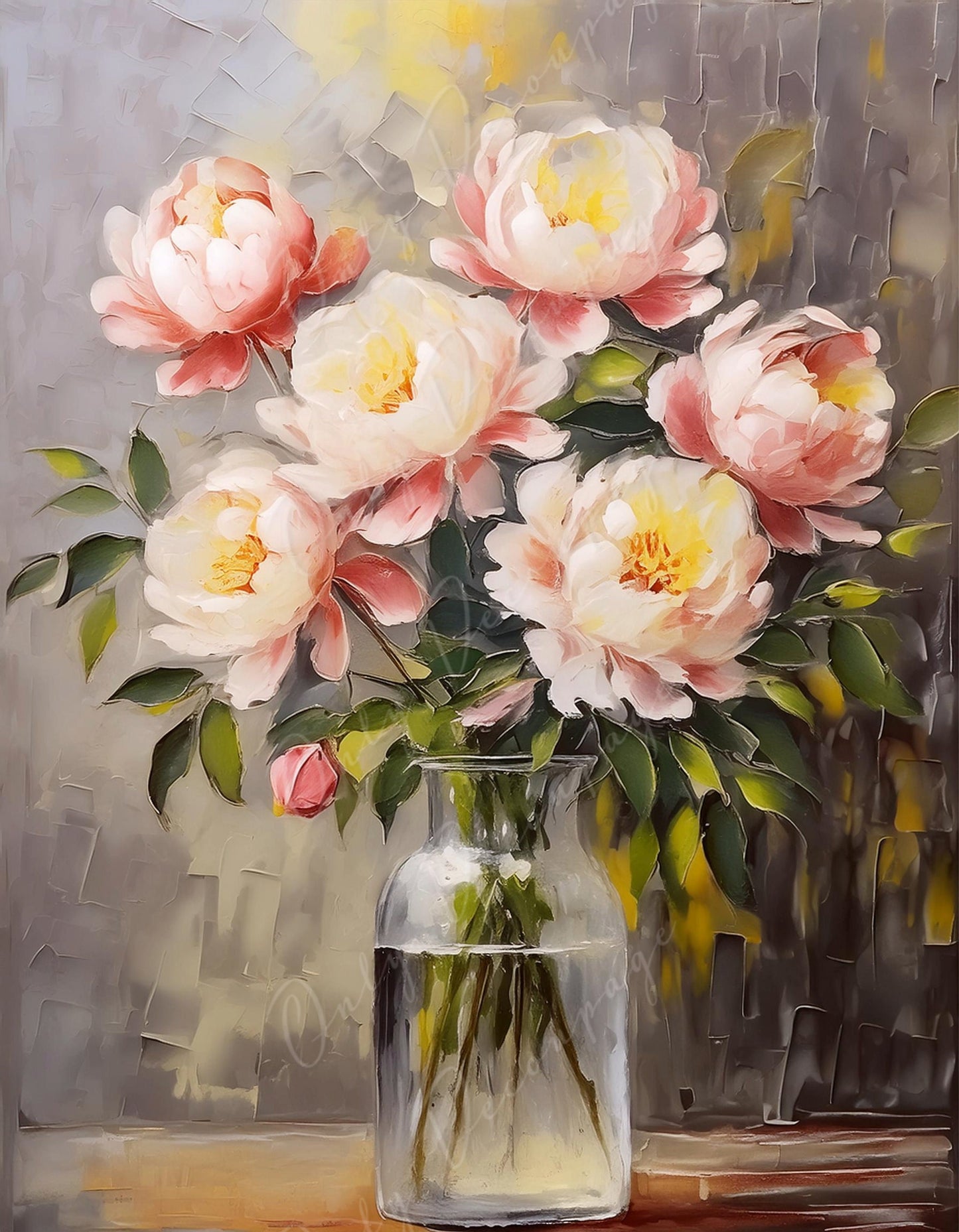 peonies rice paper decoupage