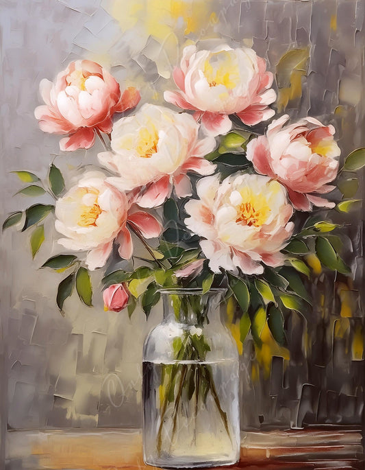 peonies rice paper decoupage