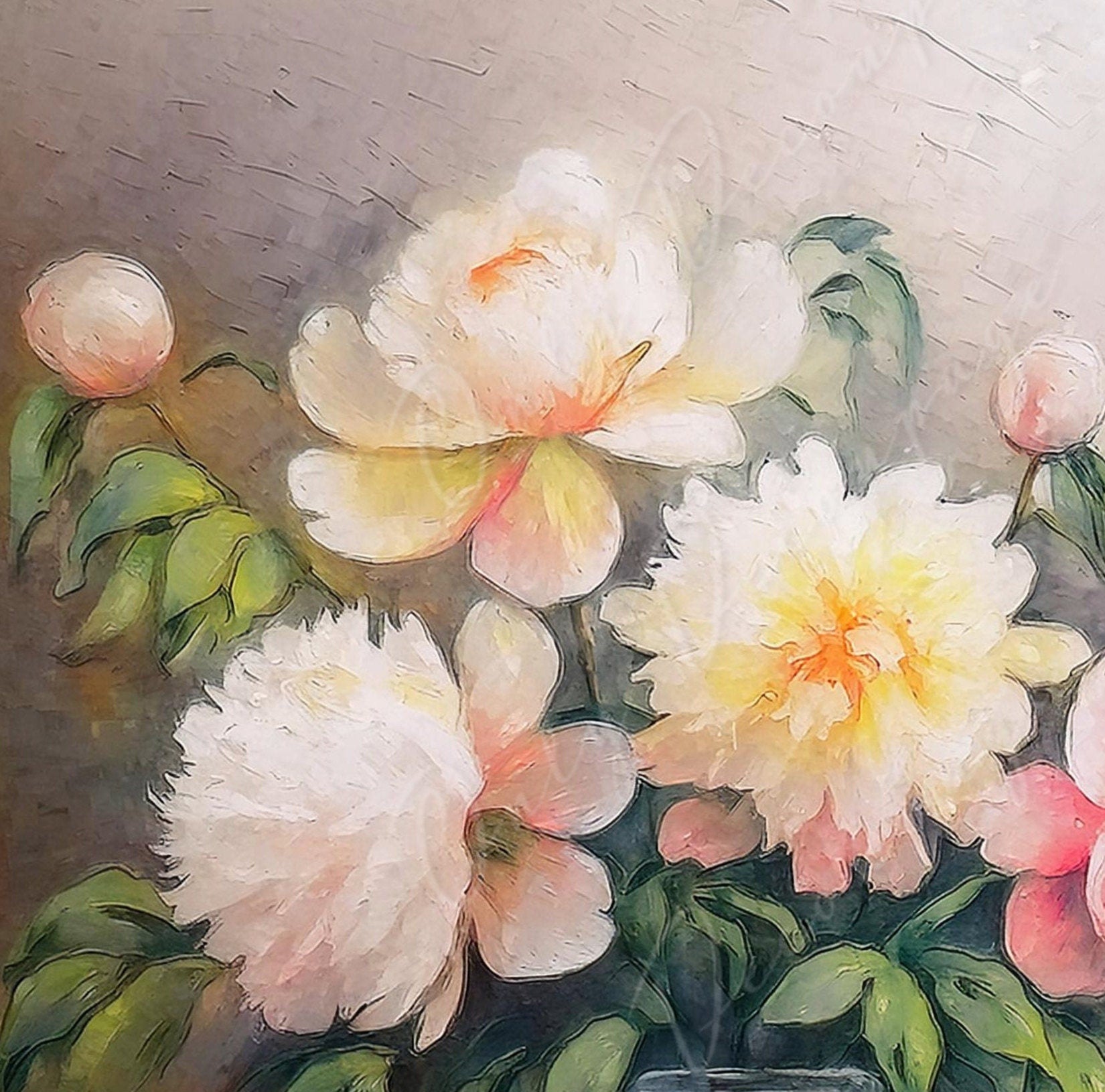 Peonies - Large Decoupage Paper - Rice Paper Decoupage for Furniture - Still Life - Floral Decoupage