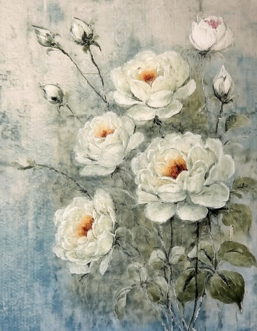 White Roses - Large Decoupage Paper - Rice Paper Decoupage for Furniture - Still Life - Floral Decoupage