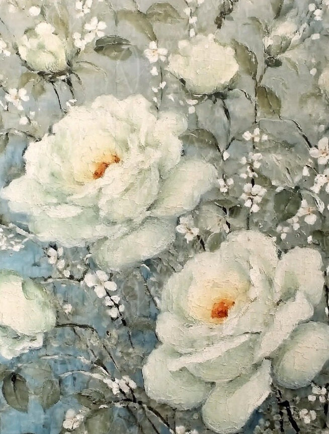 White Roses Decoupage Paper – Floral Furniture, Shabby Chic