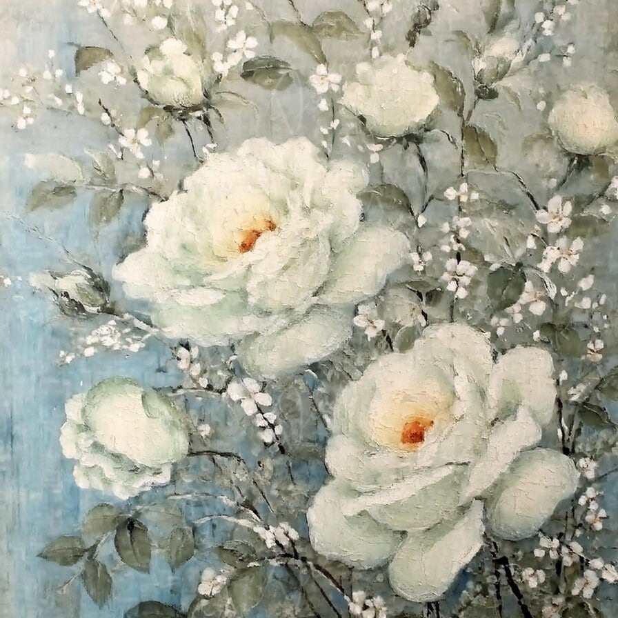 White Roses Decoupage Paper – Floral Furniture, Shabby Chic