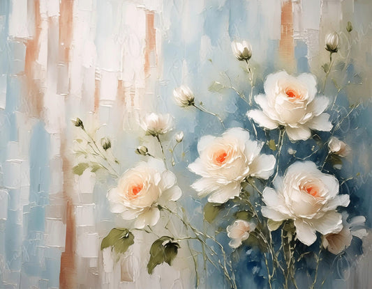 White Roses - Large Decoupage Paper - Rice Paper Decoupage for Furniture - Blossom - Floral Decoupage