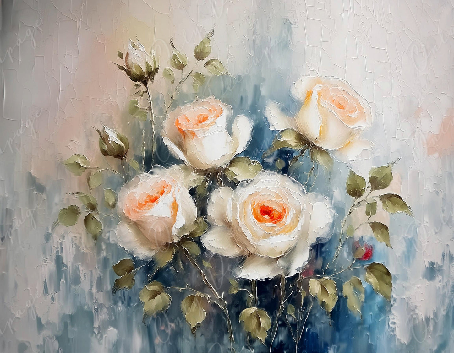 White Roses - Large Decoupage Paper - Rice Paper Decoupage for Furniture - Blossom - Floral Decoupage