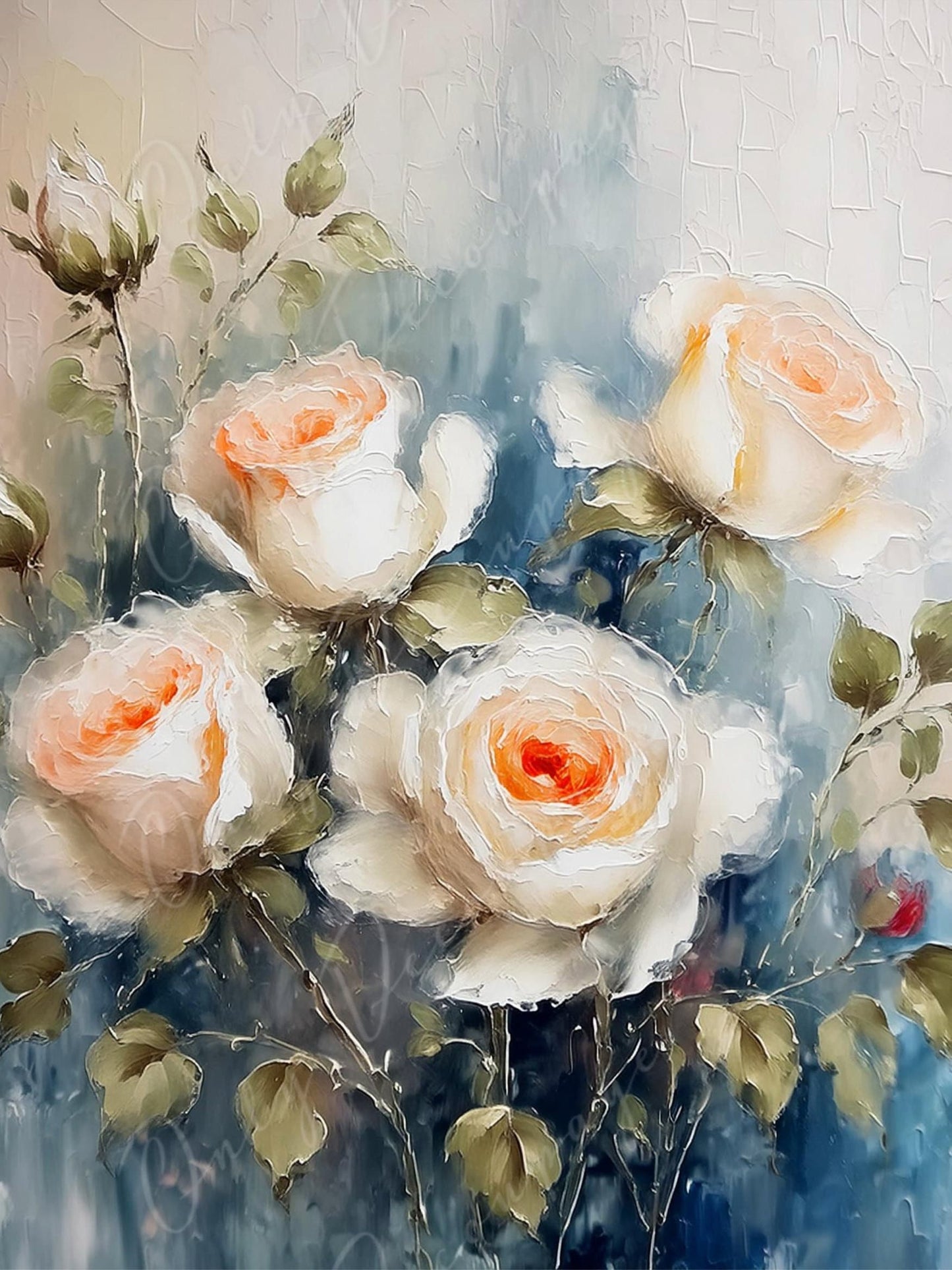 White Roses - Large Decoupage Paper - Rice Paper Decoupage for Furniture - Blossom - Floral Decoupage