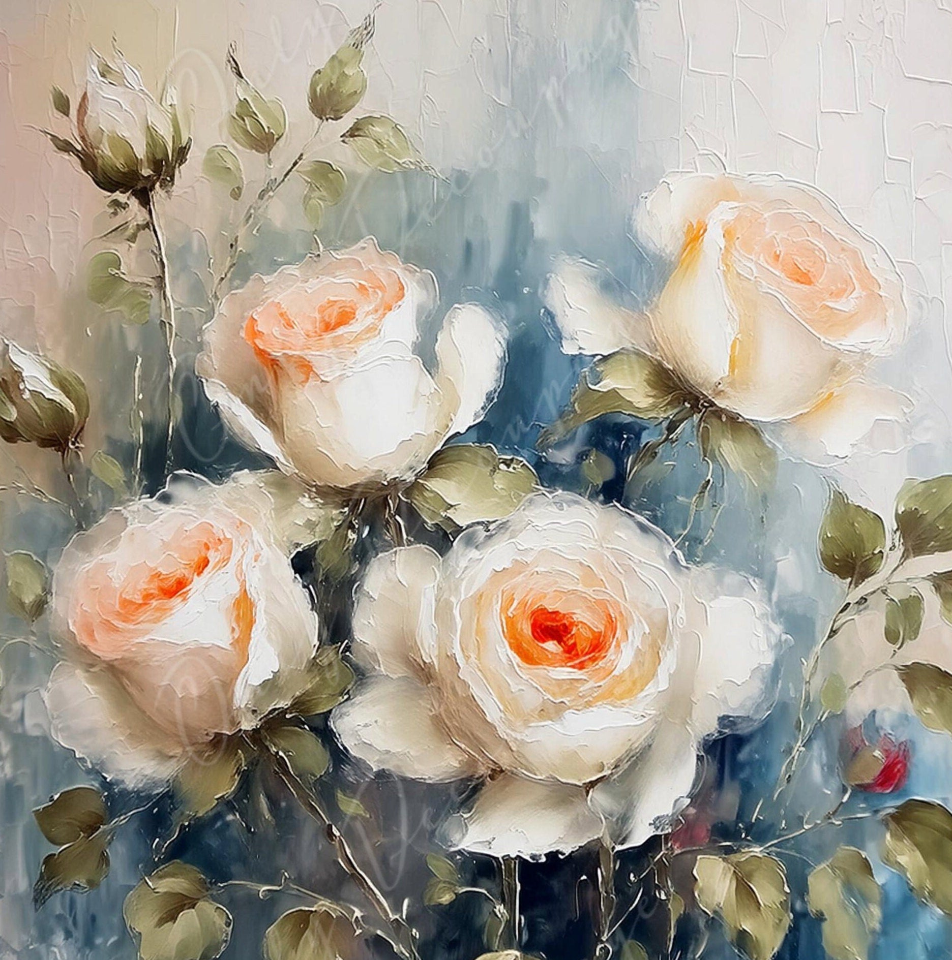 White Roses - Large Decoupage Paper - Rice Paper Decoupage for Furniture - Blossom - Floral Decoupage