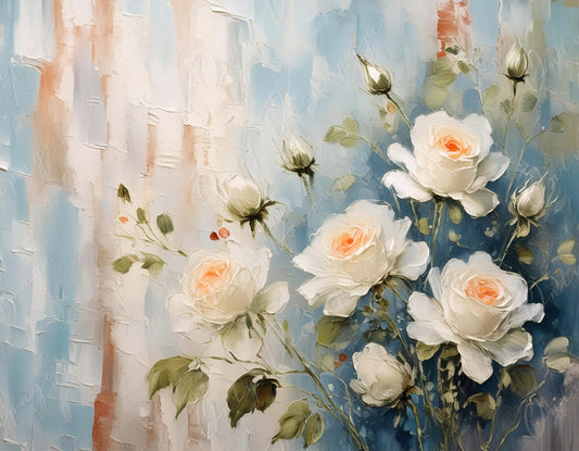 White Roses - Large Decoupage Paper - Rice Paper Decoupage for Furniture - Blossom - Floral Decoupage - Oil Paint
