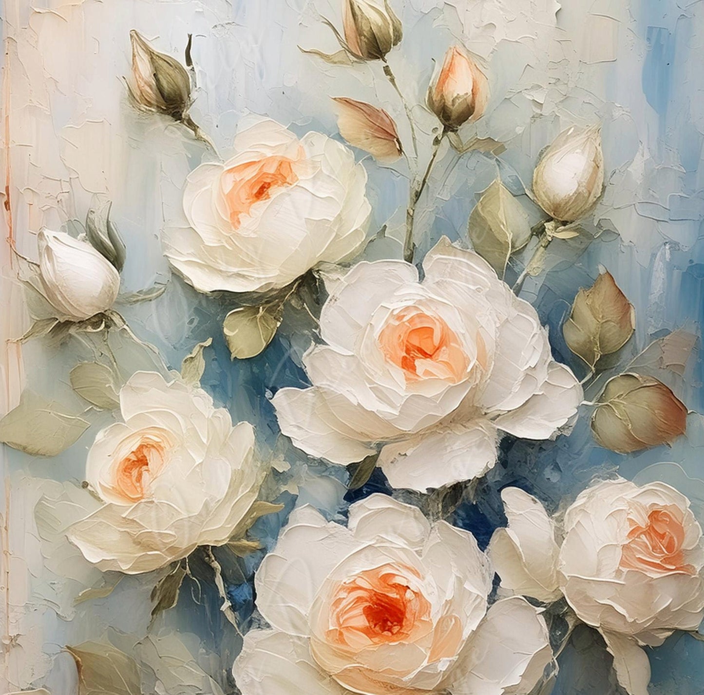 White Roses - Large Decoupage Paper - Rice Paper Decoupage for Furniture - Blossom - Floral Decoupage - Oil Paint