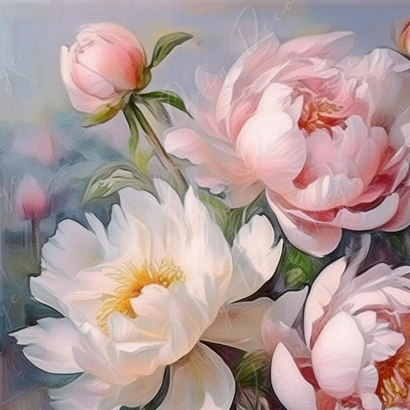 Pink Peonies Decoupage Paper - Large Floral Rice Paper
