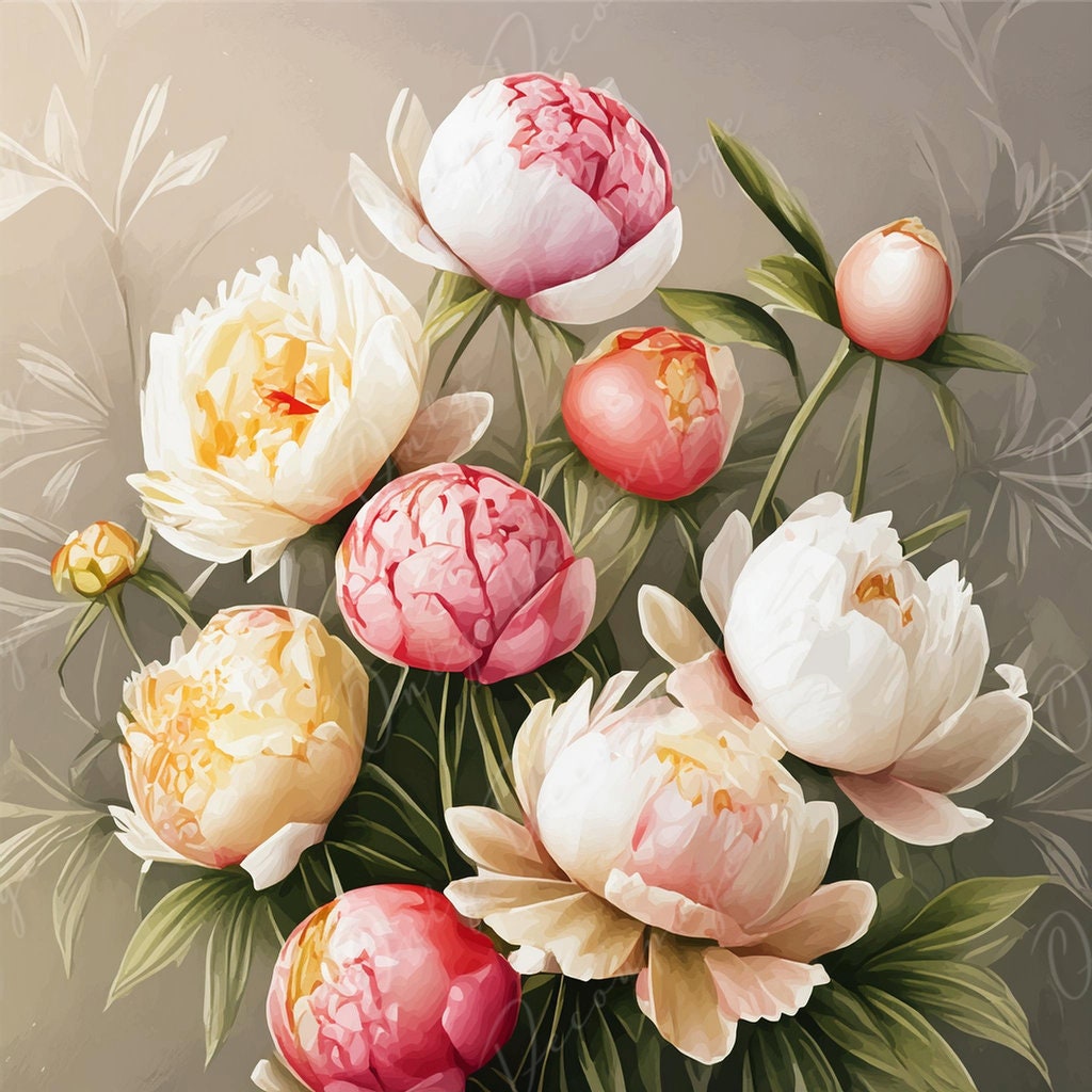 Peonies decoupage paper