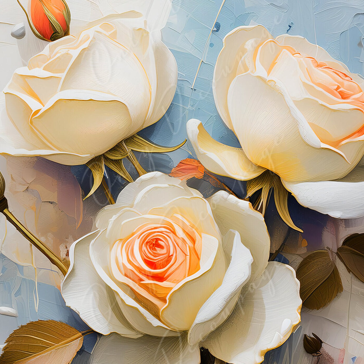 Large Decoupage Paper - Rice Paper Decoupage for Furniture - Blossom - Floral Decoupage - Blue