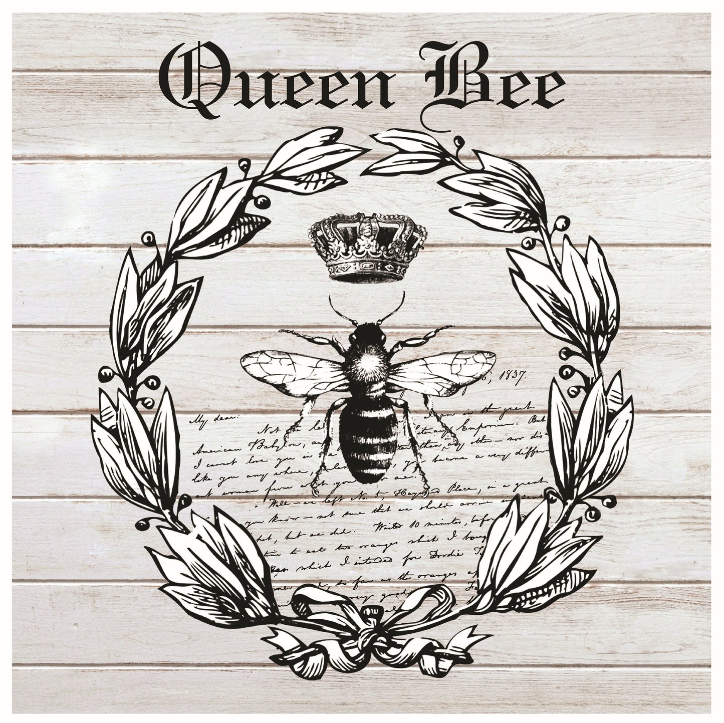 Queen Bee - Handwrite - Large Decoupage Paper for Furniture - Rice Paper for Decoupage